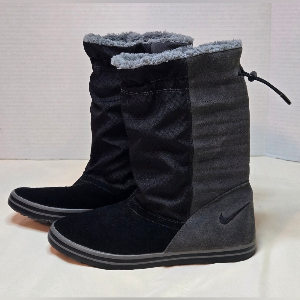 Nike Anthracite Black/Grey Suede Mid Calf Boots 749526-001 Women's Size 7